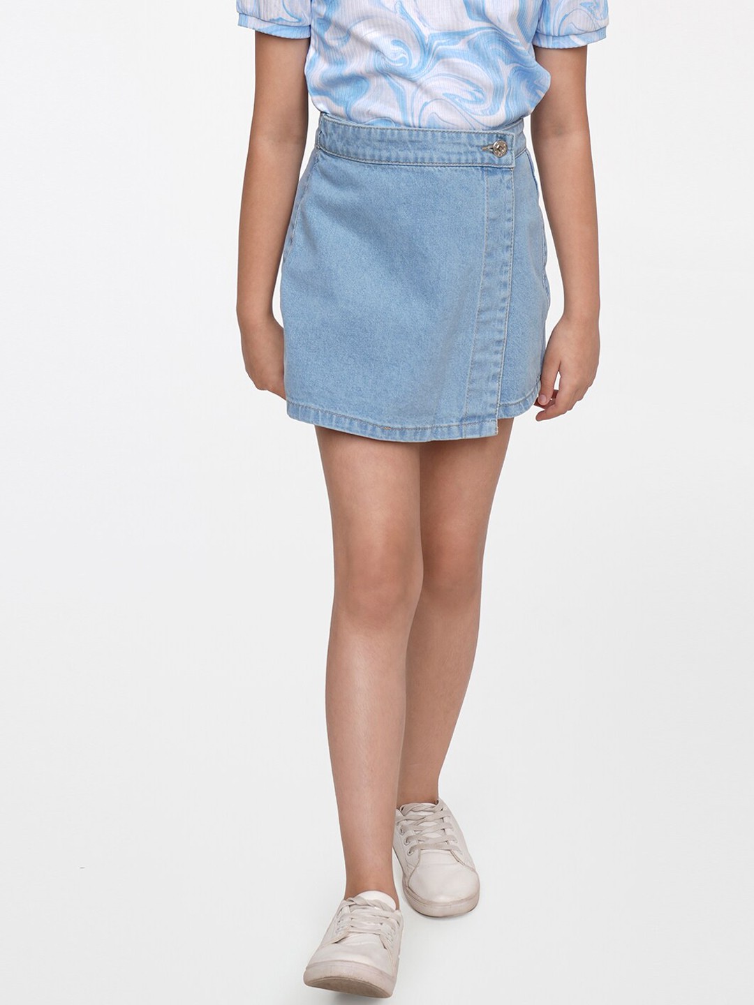 

AND Girls Blue Solid Mini Skort