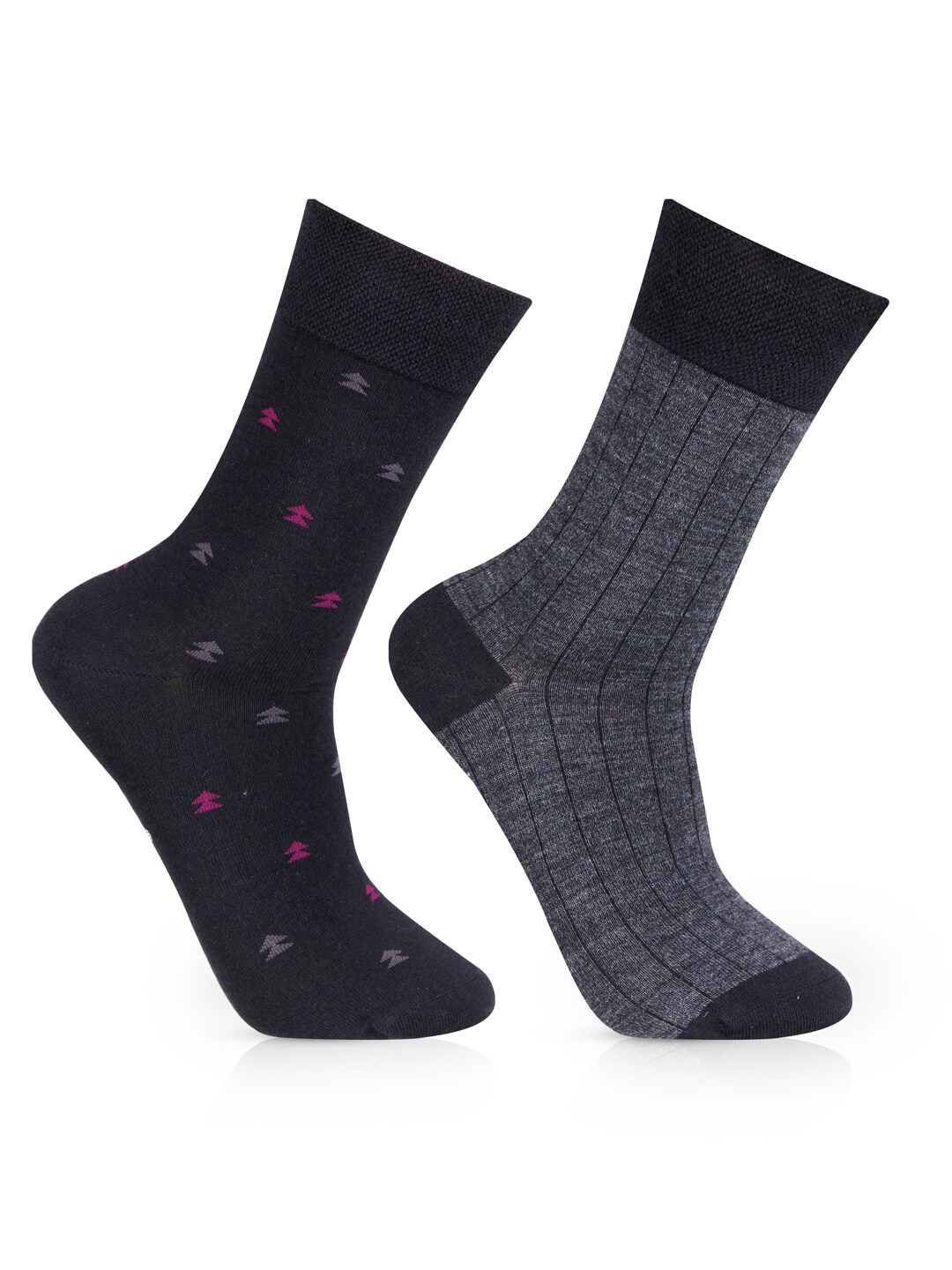 

Bonjour Men Pack Of 2 Assorted Formal Calf-Length Socks