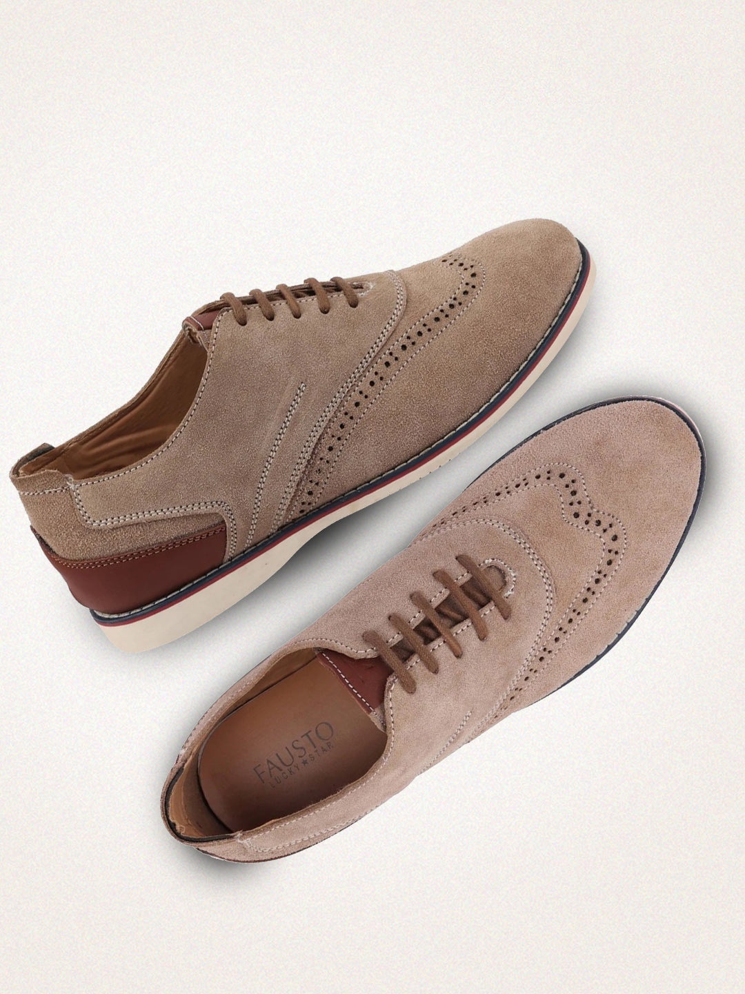 

FAUSTO Men Brown Suede Oxfords Shoes