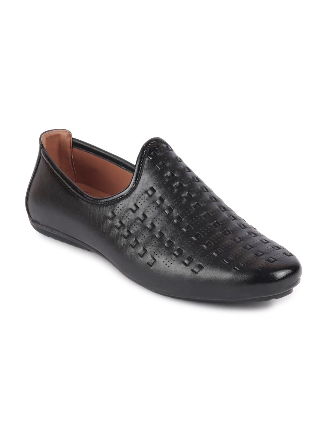 

FAUSTO Men Black Textured PU Mojaris