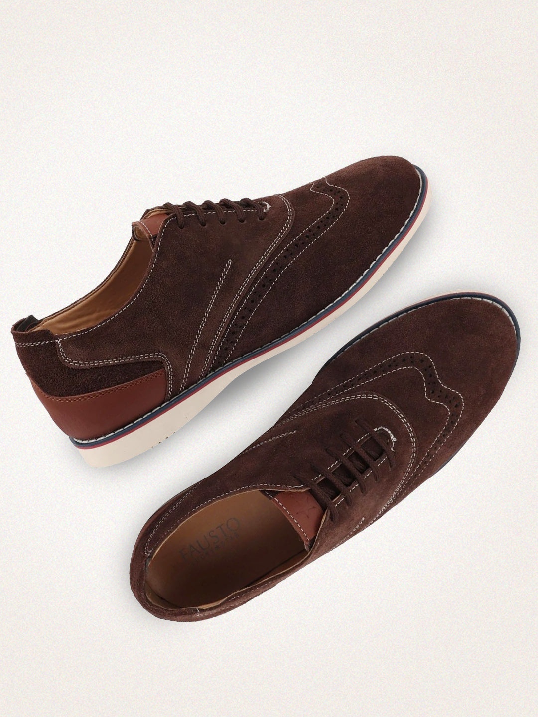 

FAUSTO Men Brown Suede Oxfords