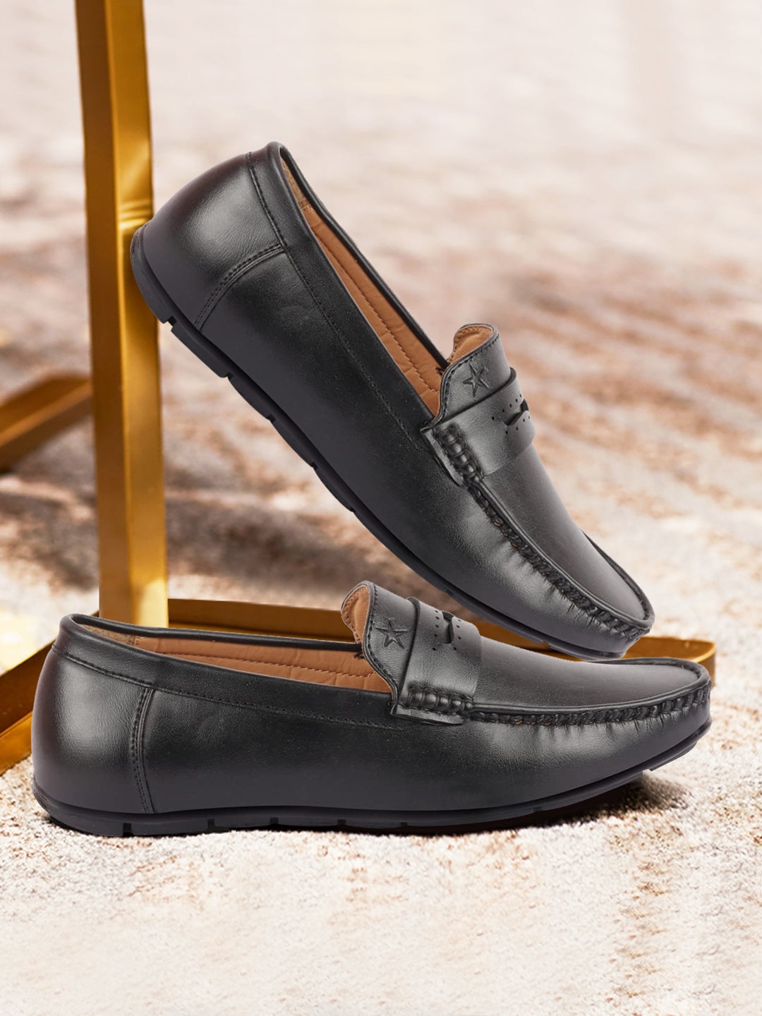 

FAUSTO Men Black PU Casual Loafers