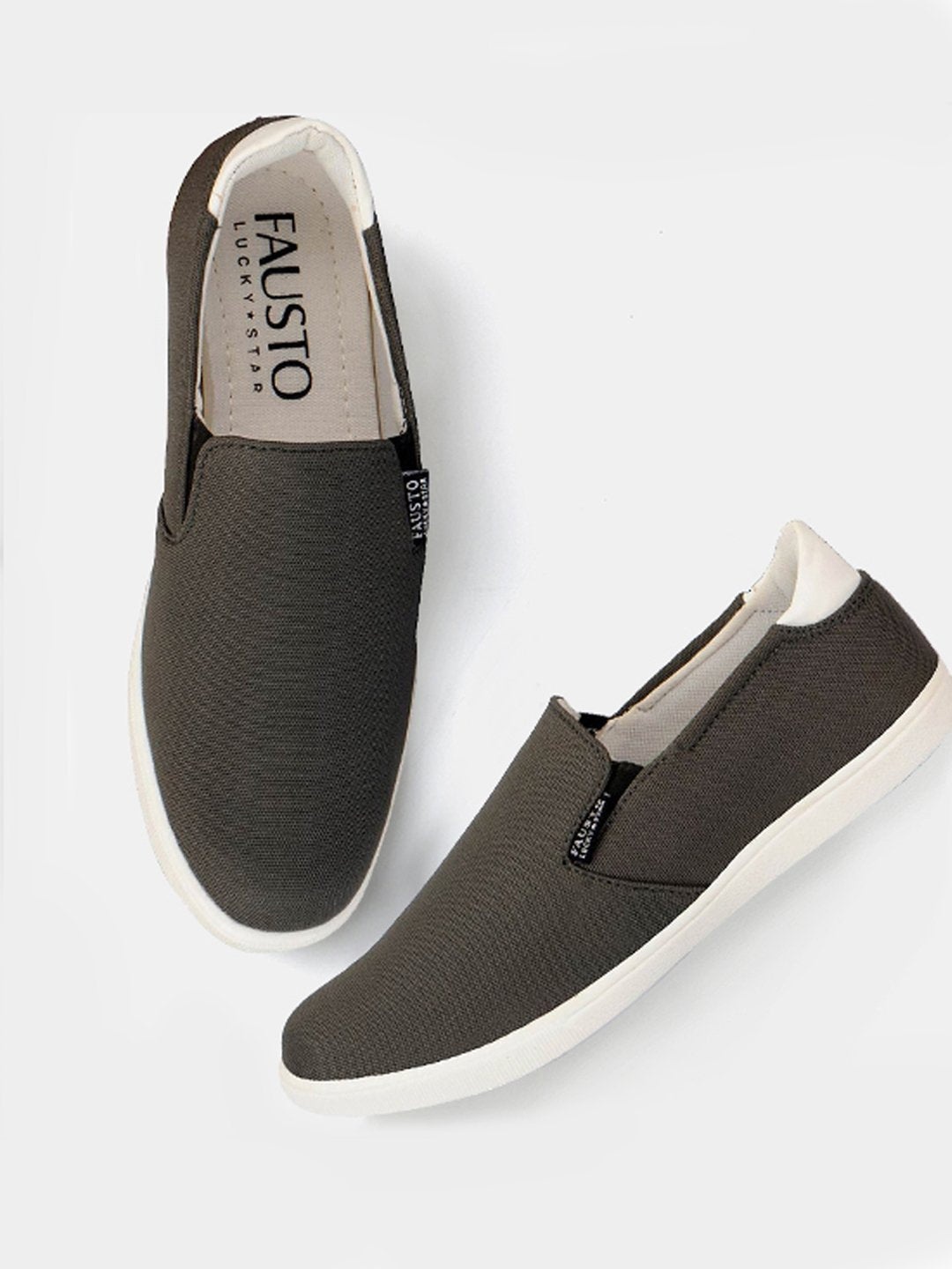 

FAUSTO Men Grey Printed Slip-On Sneakers
