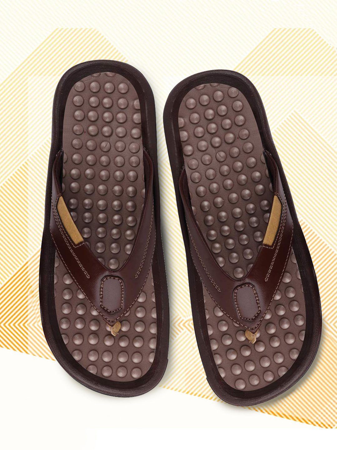 

FAUSTO Men Brown Printed Thong Flip-Flops
