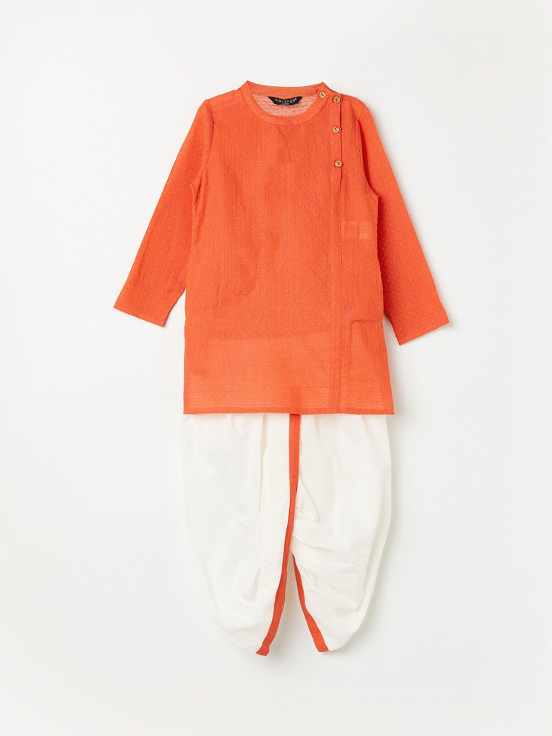 

Melange by Lifestyle Boys Orange Angrakha Pure Cotton Kurta with Dhoti Pant
