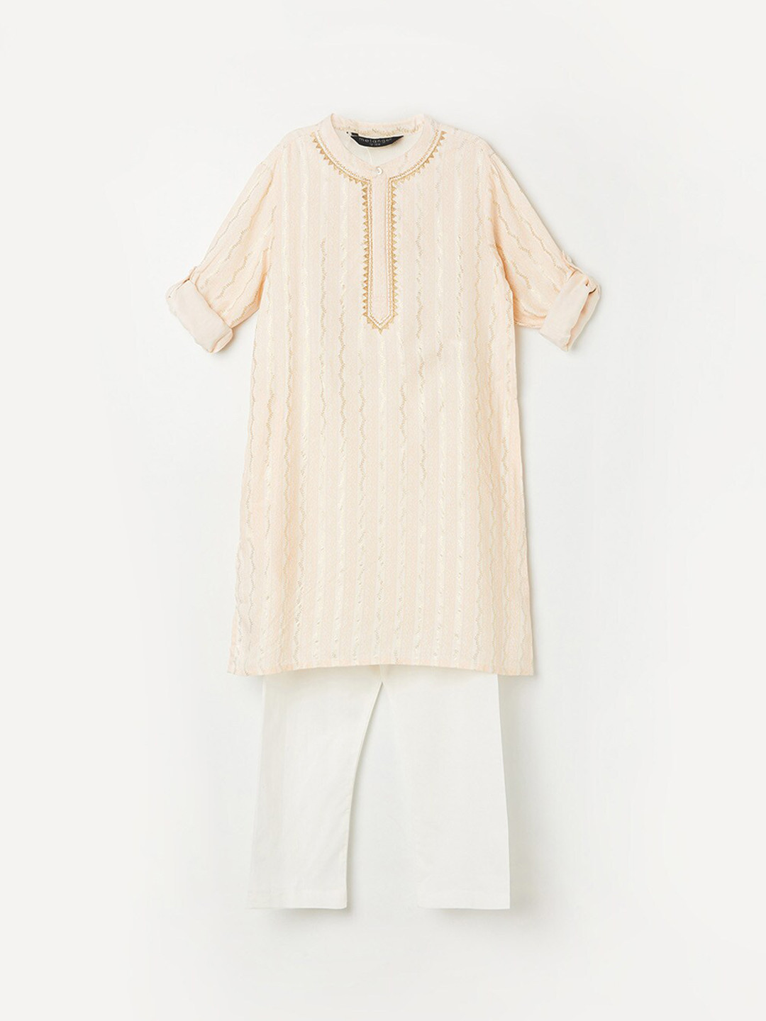 

Melange by Lifestyle Boys Beige Embroidered Kurta with Pyjamas