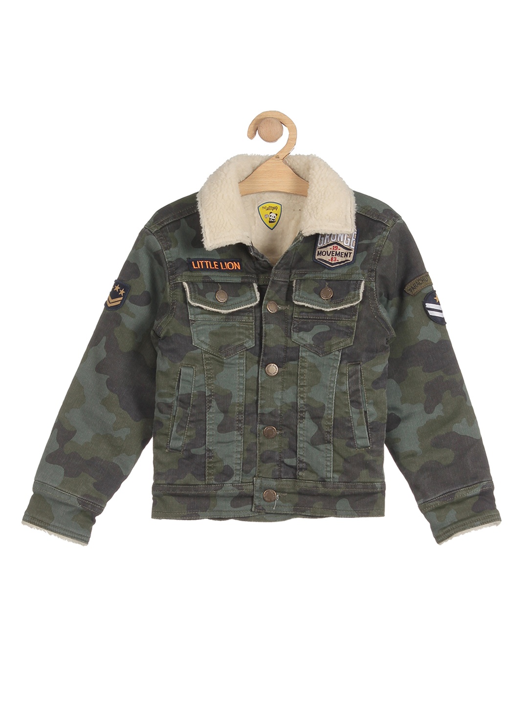 

Lil Lollipop Unisex Kids Green Camouflage Lightweight Denim Jacket