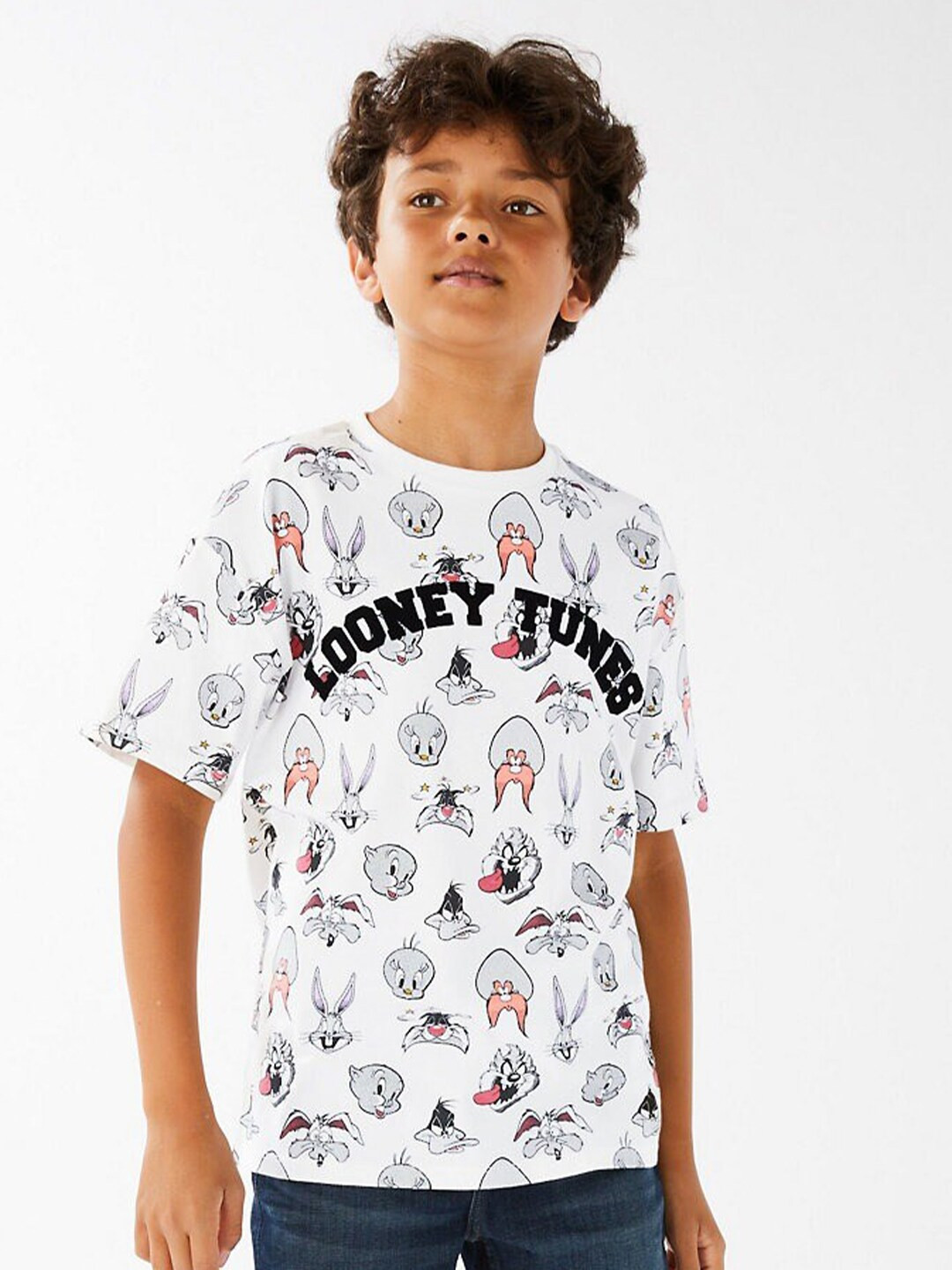 

Marks & Spencer Boys White & Black Printed T-shirt