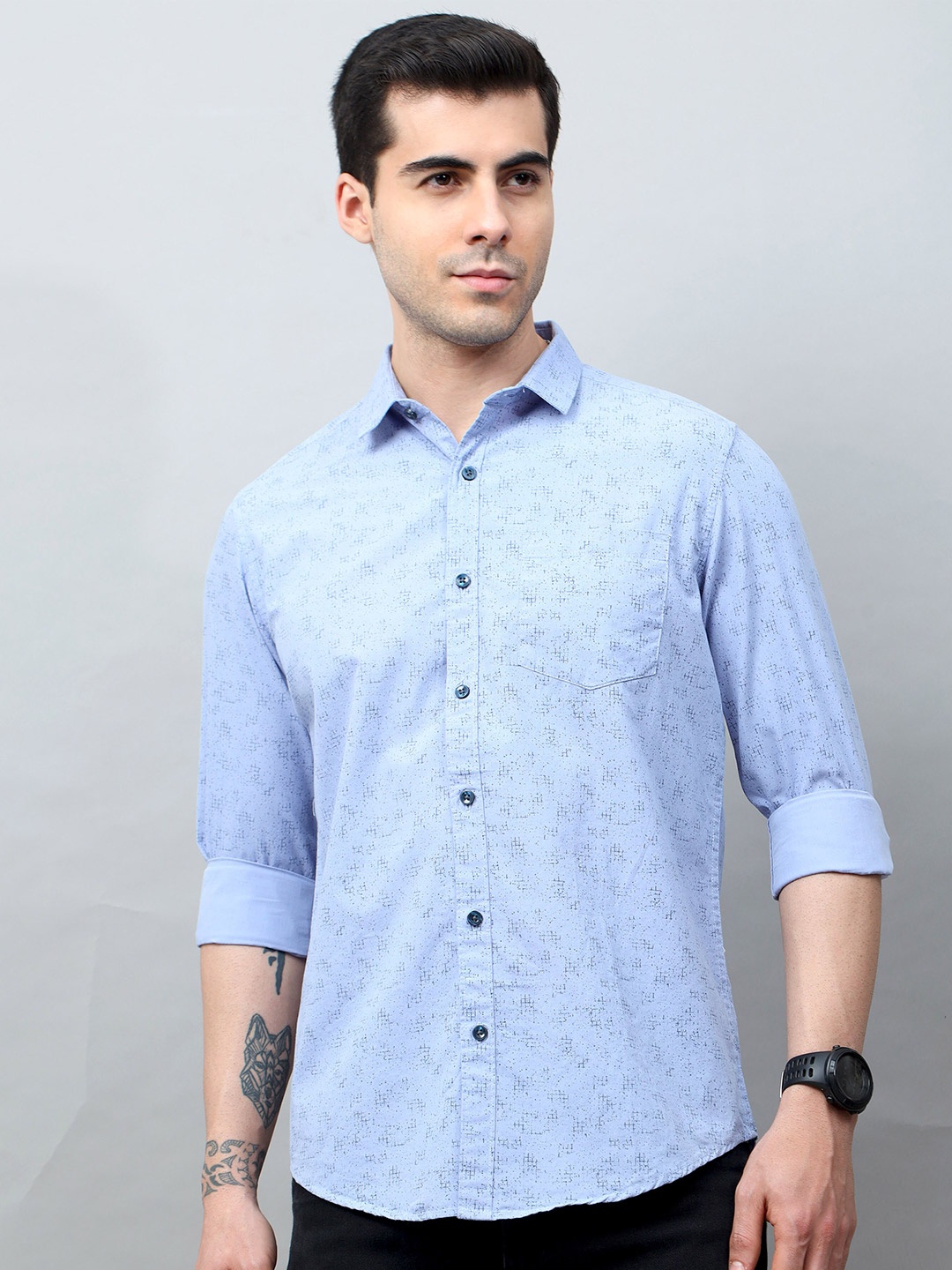 

Bushirt Men Blue Comfort Printed Casual Shirt