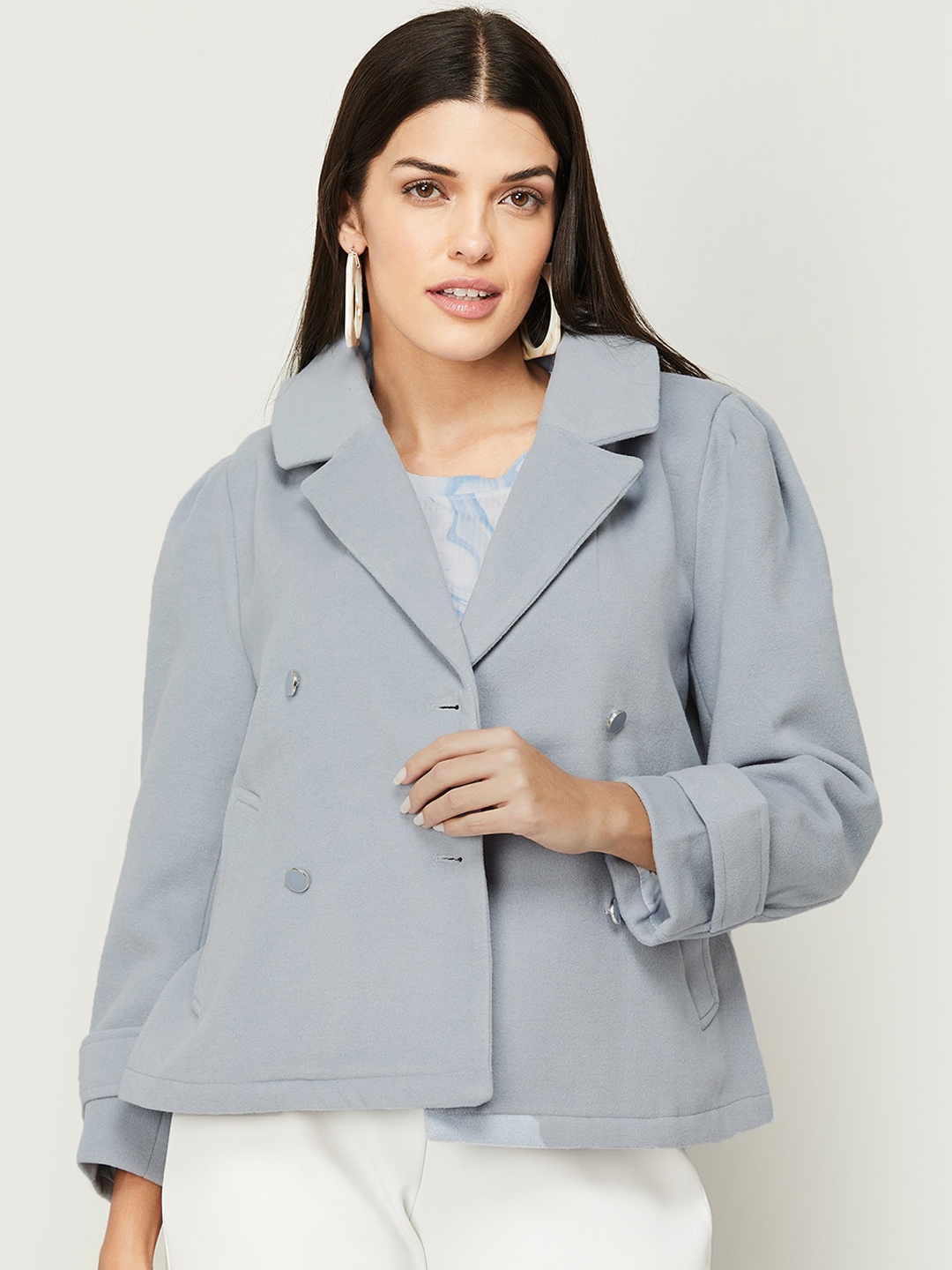 

CODE by Lifestyle Women Blue Lightweight Crop Blazer