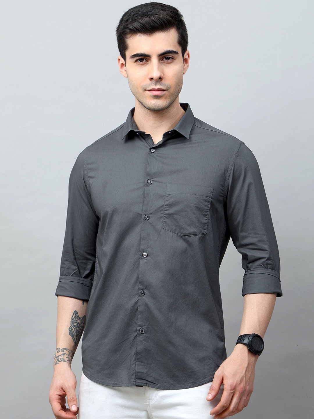 

Bushirt Men Grey Comfort Casual Shirt