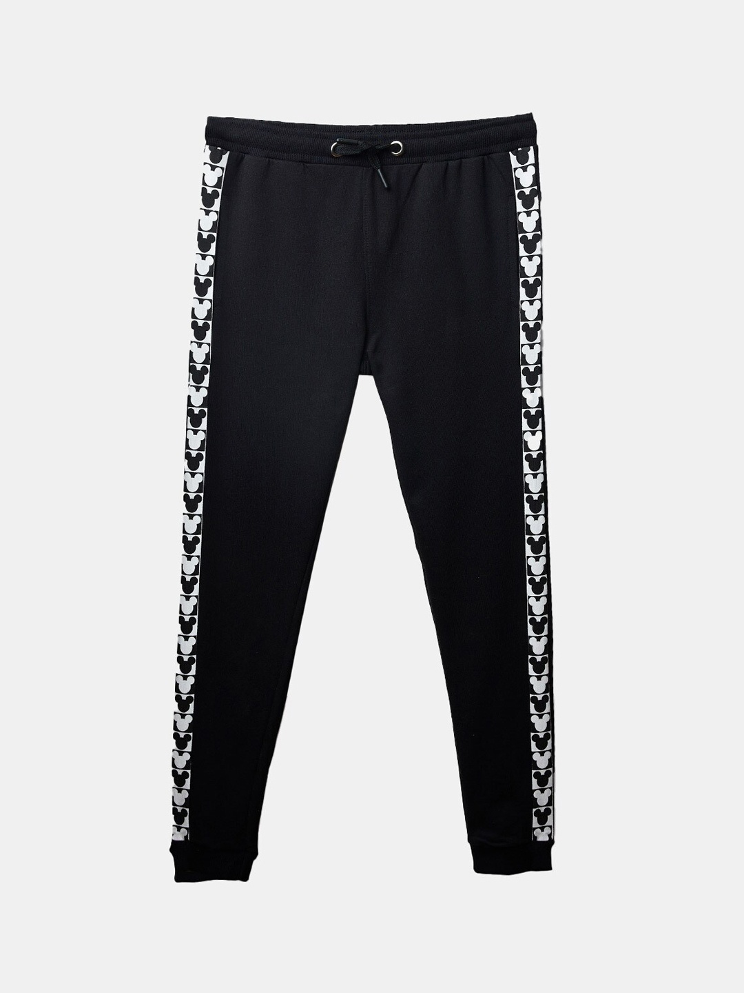 

The Souled Store Girls Mickey Mouse Striped Regular Fit Joggers, Black