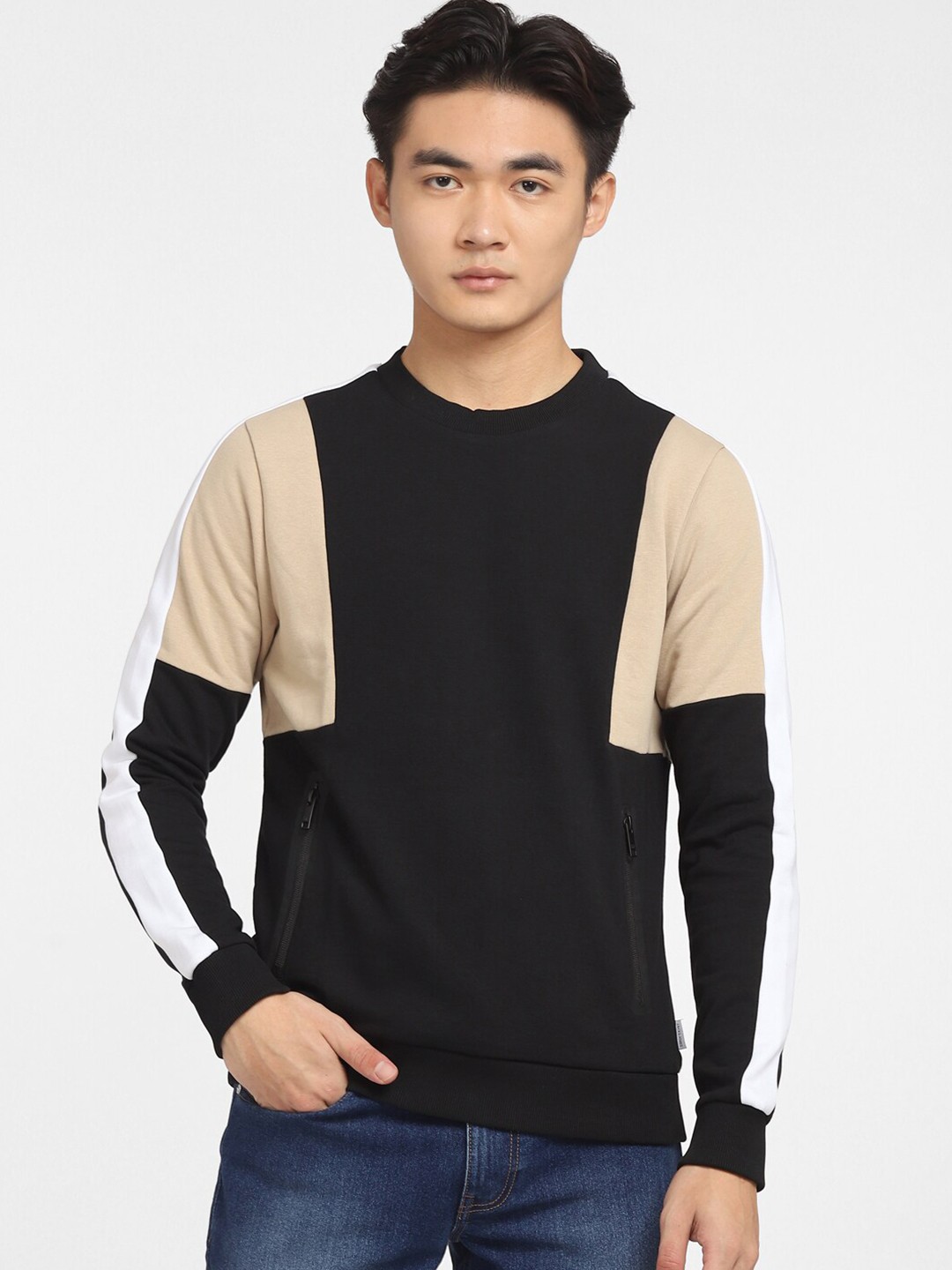 

Jack & Jones Men Black Colourblocked Sweatshirt