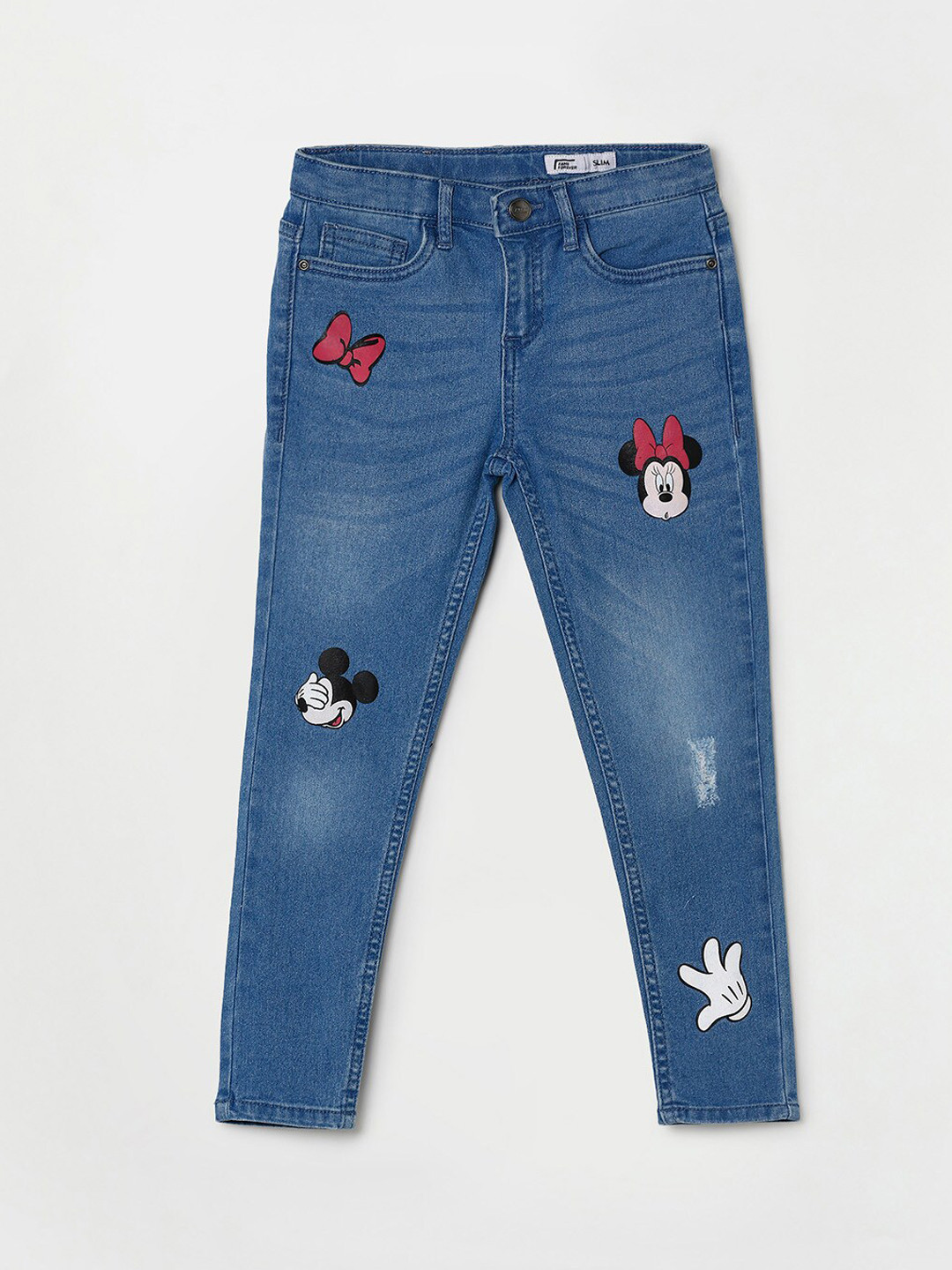 

Fame Forever by Lifestyle Girls Blue Slim Fit Low Distress Light Fade Printed Jeans