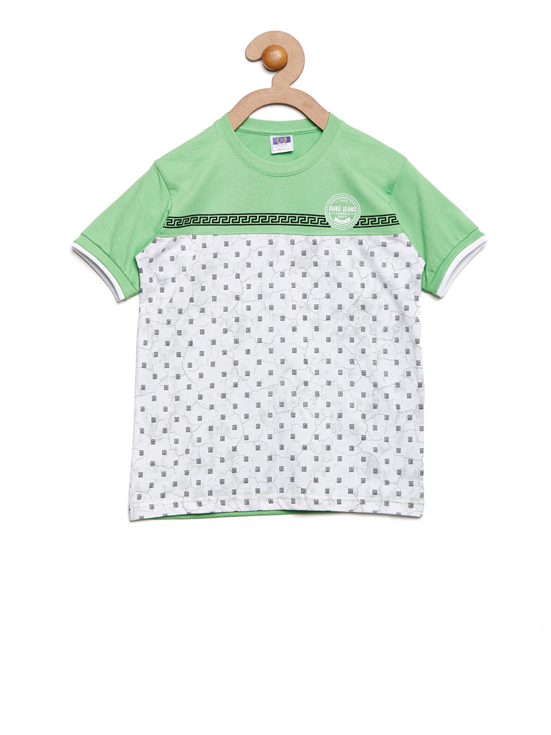 

Duke Boys White & Green Printed Round Neck T-shirt