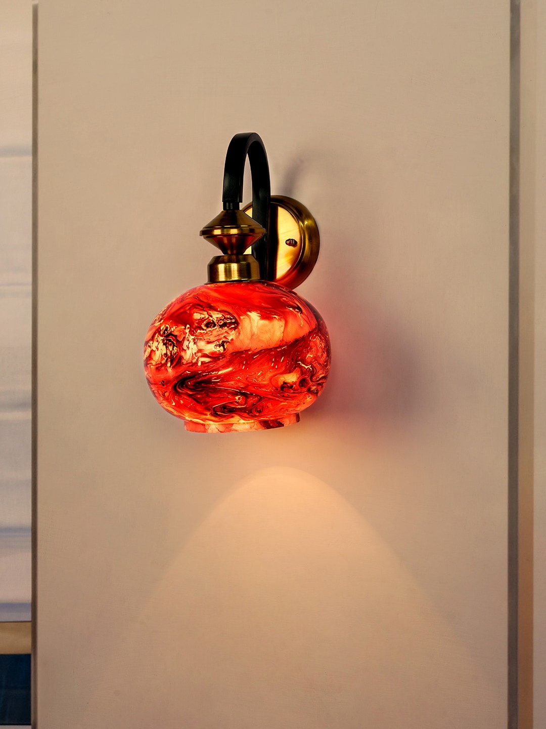 

Fos Lighting Red & Black Textured Glass Wall Lamp