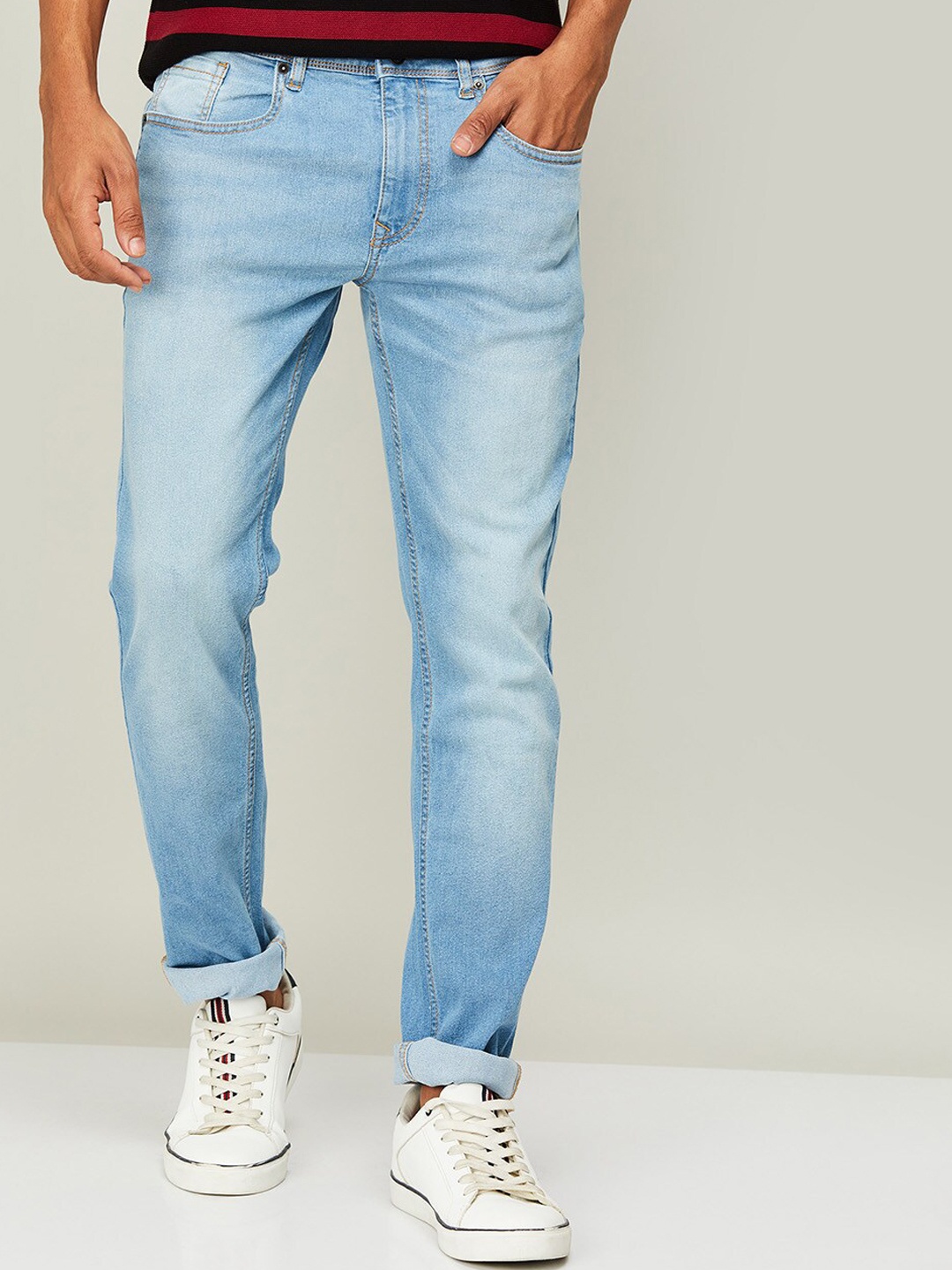 

Fame Forever by Lifestyle Men Blue Skinny Fit Low Distress Heavy Fade Jeans