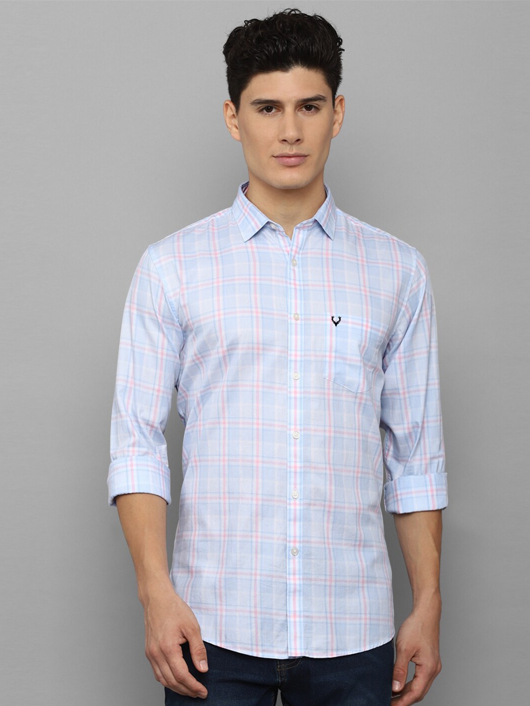 

Allen Solly Men Blue Slim Fit Tartan Checks Cotton Casual Shirt