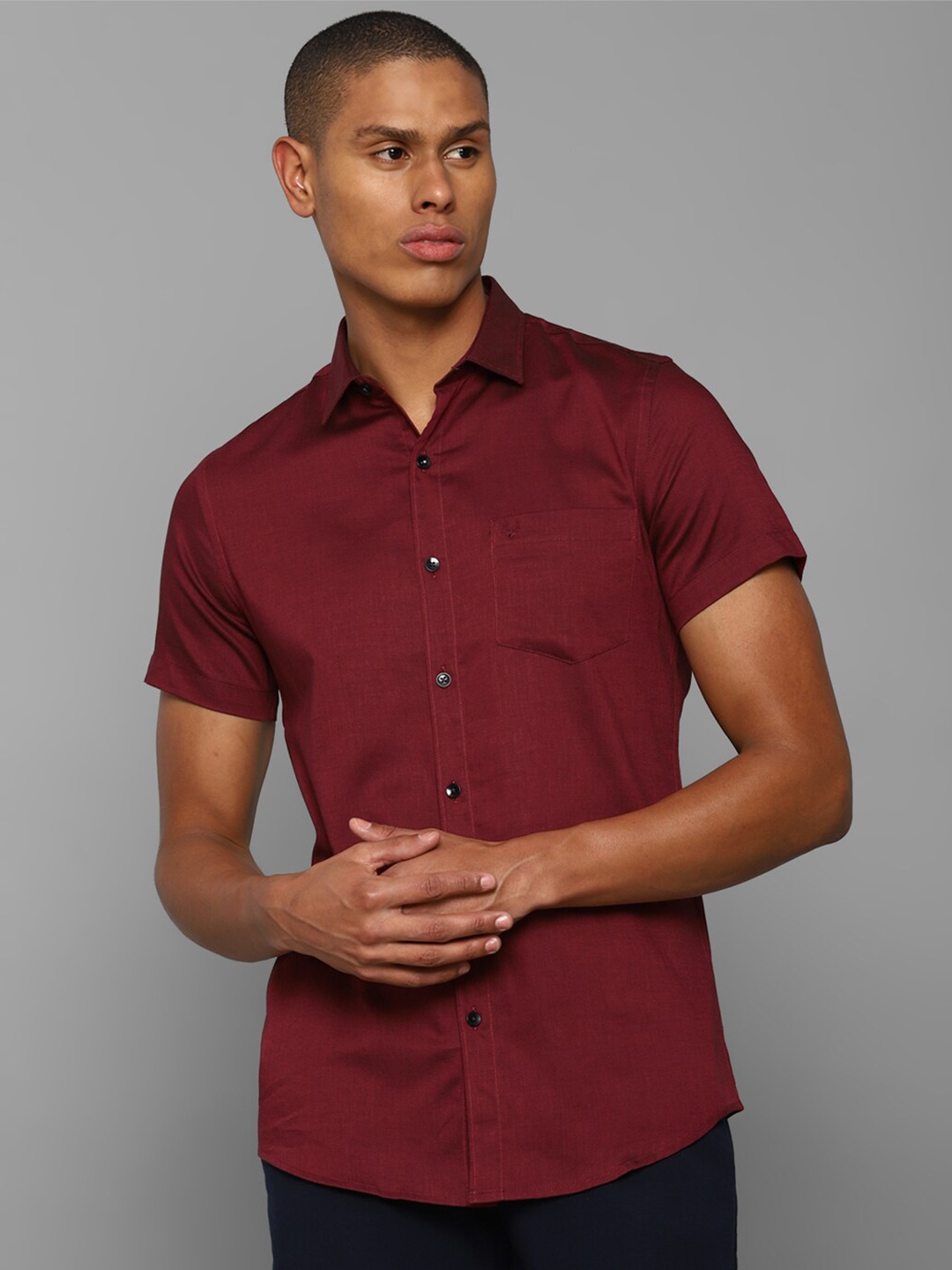 

Allen Solly Men Maroon Slim Fit Cotton Casual Shirt
