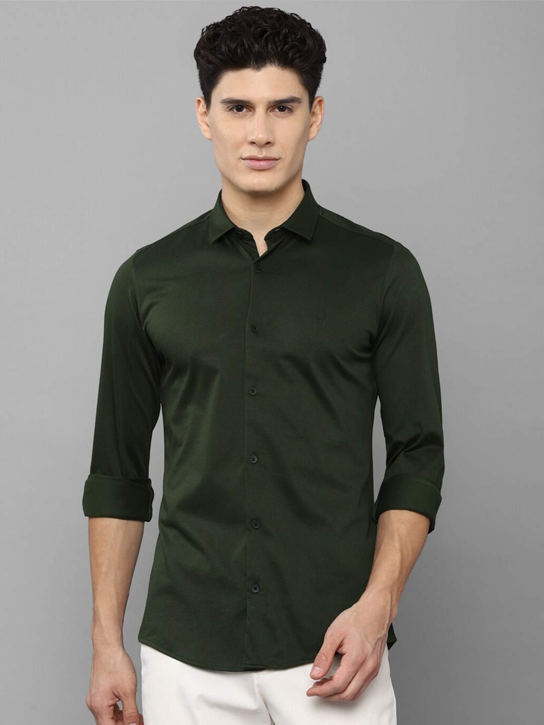 

Allen Solly Men Olive Green Cotton Slim Fit Casual Shirt