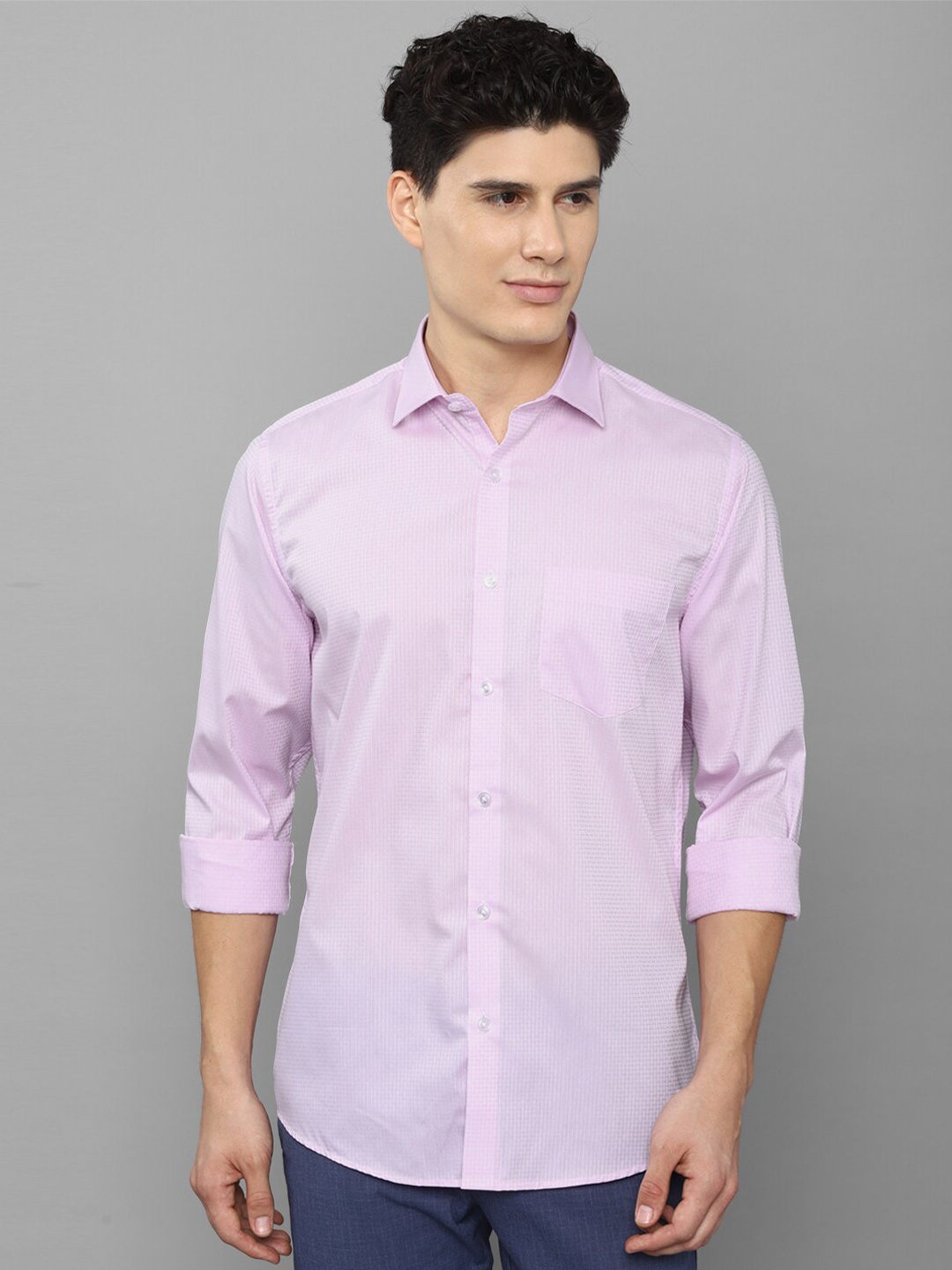 

Allen Solly Men Lavender Cotton Slim Fit Micro Checks Casual Shirt