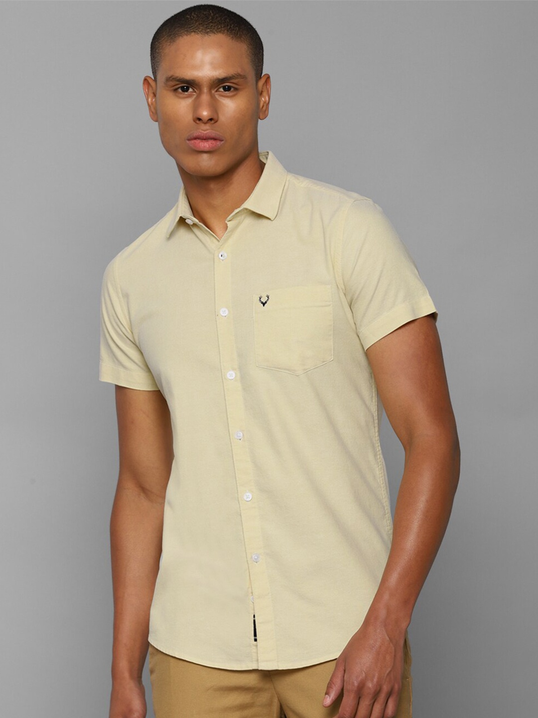

Allen Solly Men Yellow Cotton Slim Fit Casual Shirt