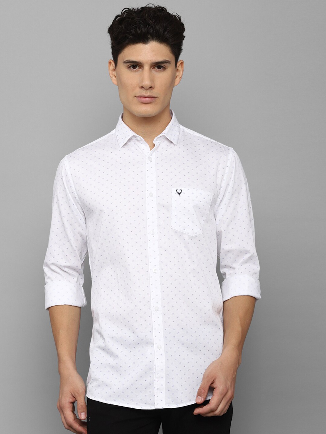 

Allen Solly Men White Cotton Slim Fit Printed Casual Shirt