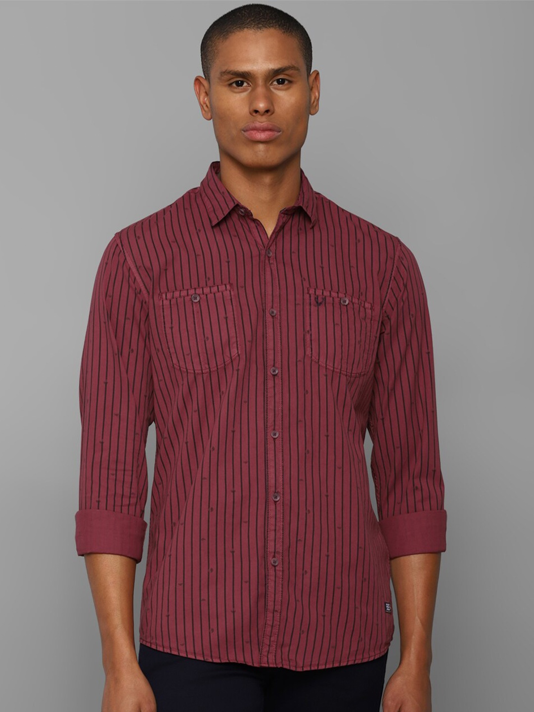 

Allen Solly Sport Men Cotton Striped Casual Shirt, Burgundy