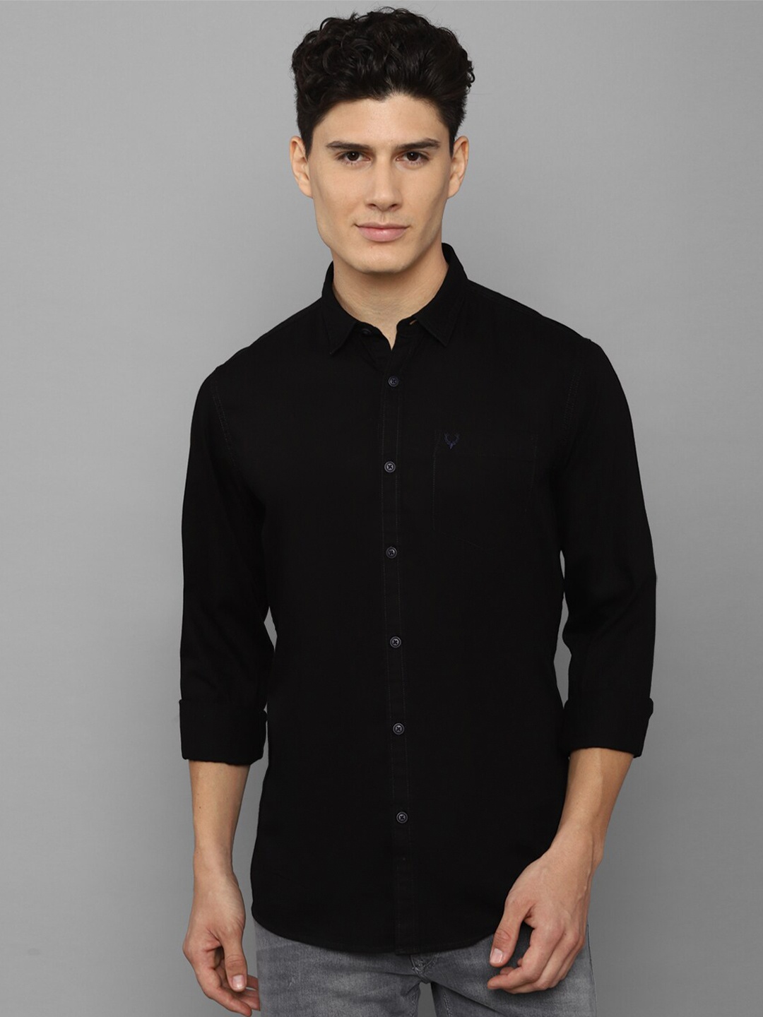 

Allen Solly Sport Men Black Pure Cotton Solid Casual Shirt