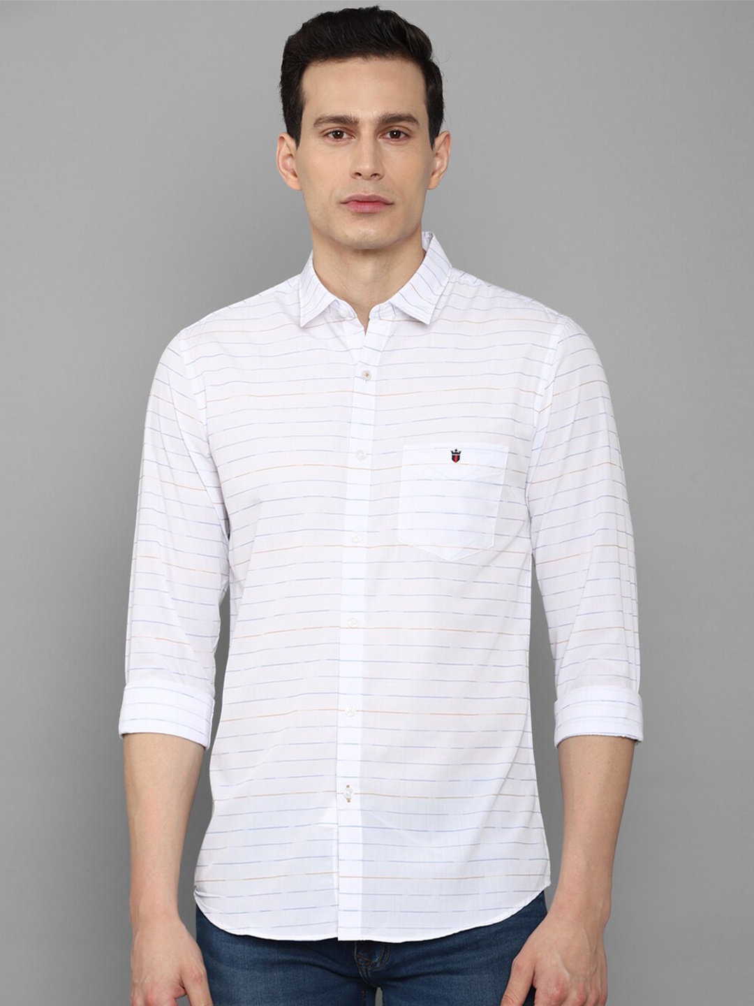 

Louis Philippe Sport Men White Slim Fit Horizontal Stripes Striped Casual Shirt