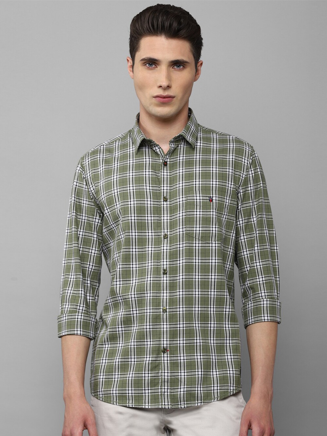 

Louis Philippe Sport Men Green Slim Fit Tartan Checks Pure Cotton Casual Shirt