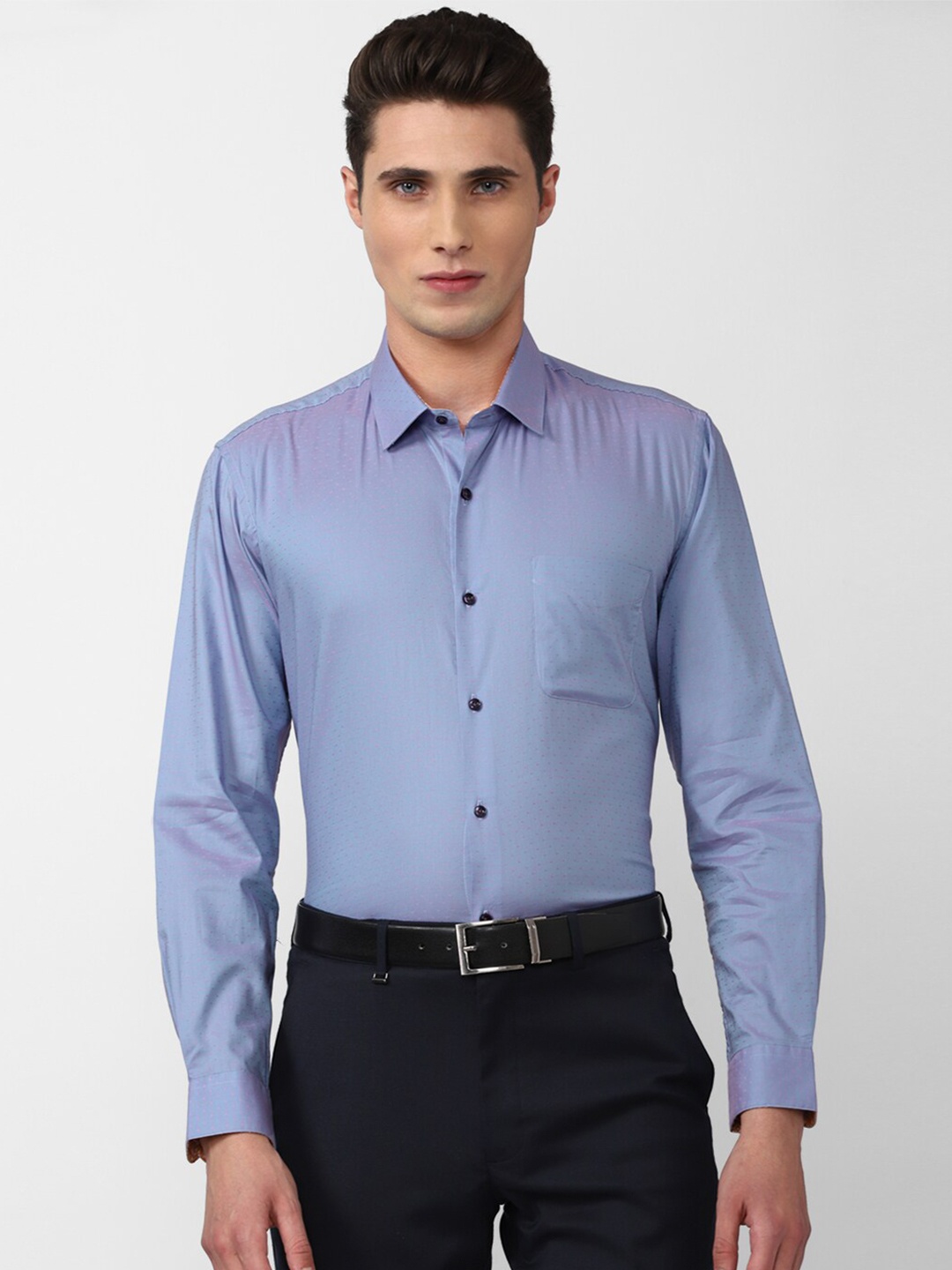 

Peter England Men Blue Pure Cotton Formal Shirt