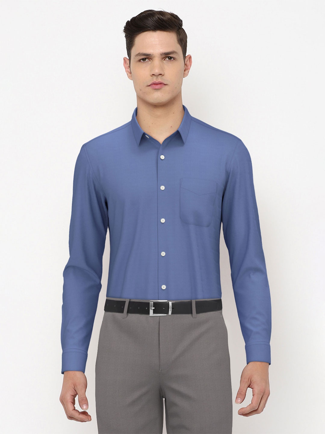 

Peter England Men Blue Solid Formal Shirt