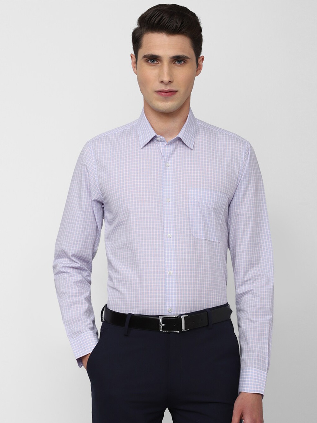 

Peter England Men Blue Slim Fit Checked Formal Shirt