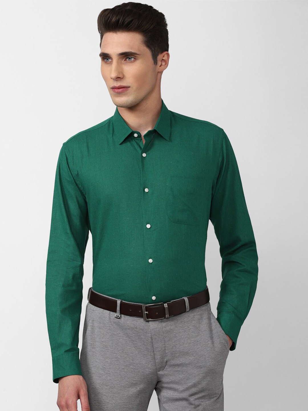 

Peter England Men Green Regular Fit Formal Shirt