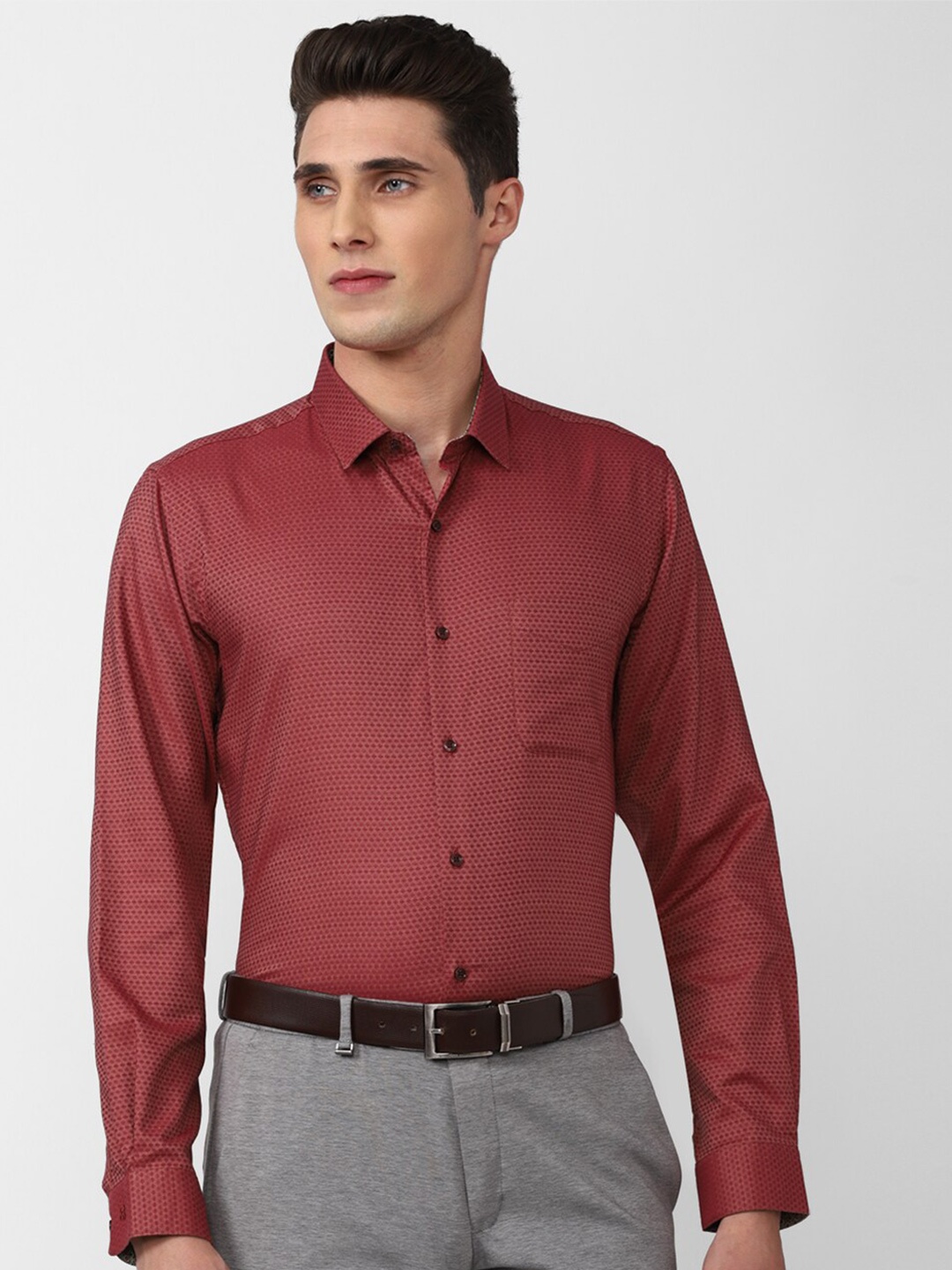 

Peter England Men Pink Slim Fit Printed Formal Shirt