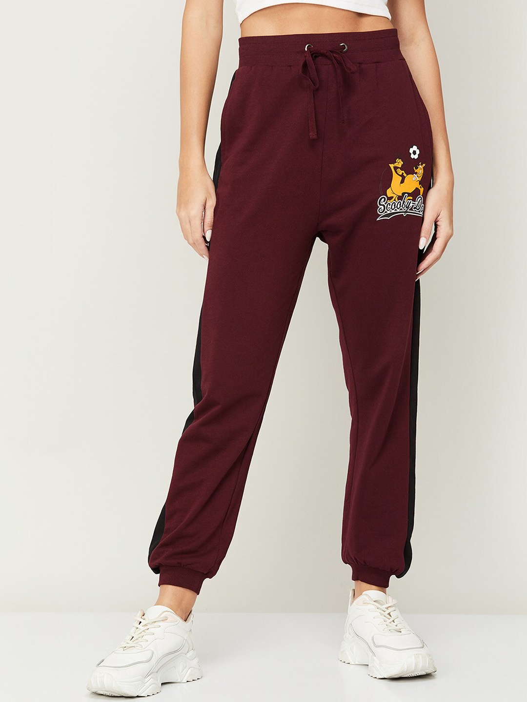 

Ginger by Lifestyle Women Red Pure Cotton Joggers Trousers