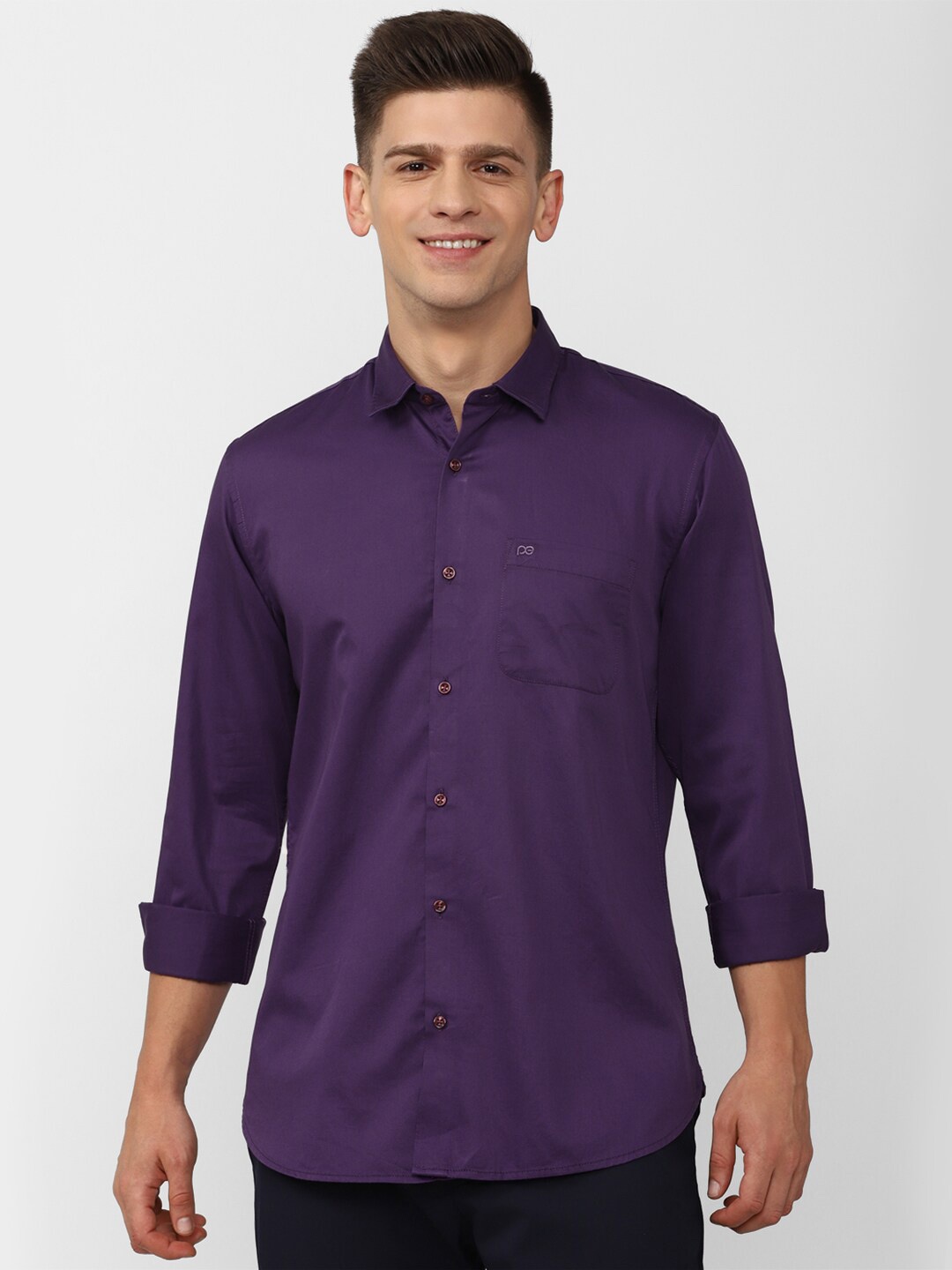 

Peter England Casuals Men Purple Slim Fit Casual Shirt