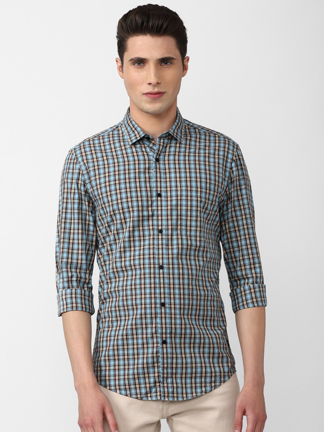 

Peter England Casuals Men Blue Slim Fit Checked Casual Shirt