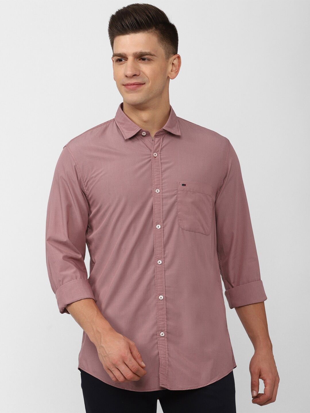 

Peter England Casuals Men Mauve Slim Fit Casual Shirt
