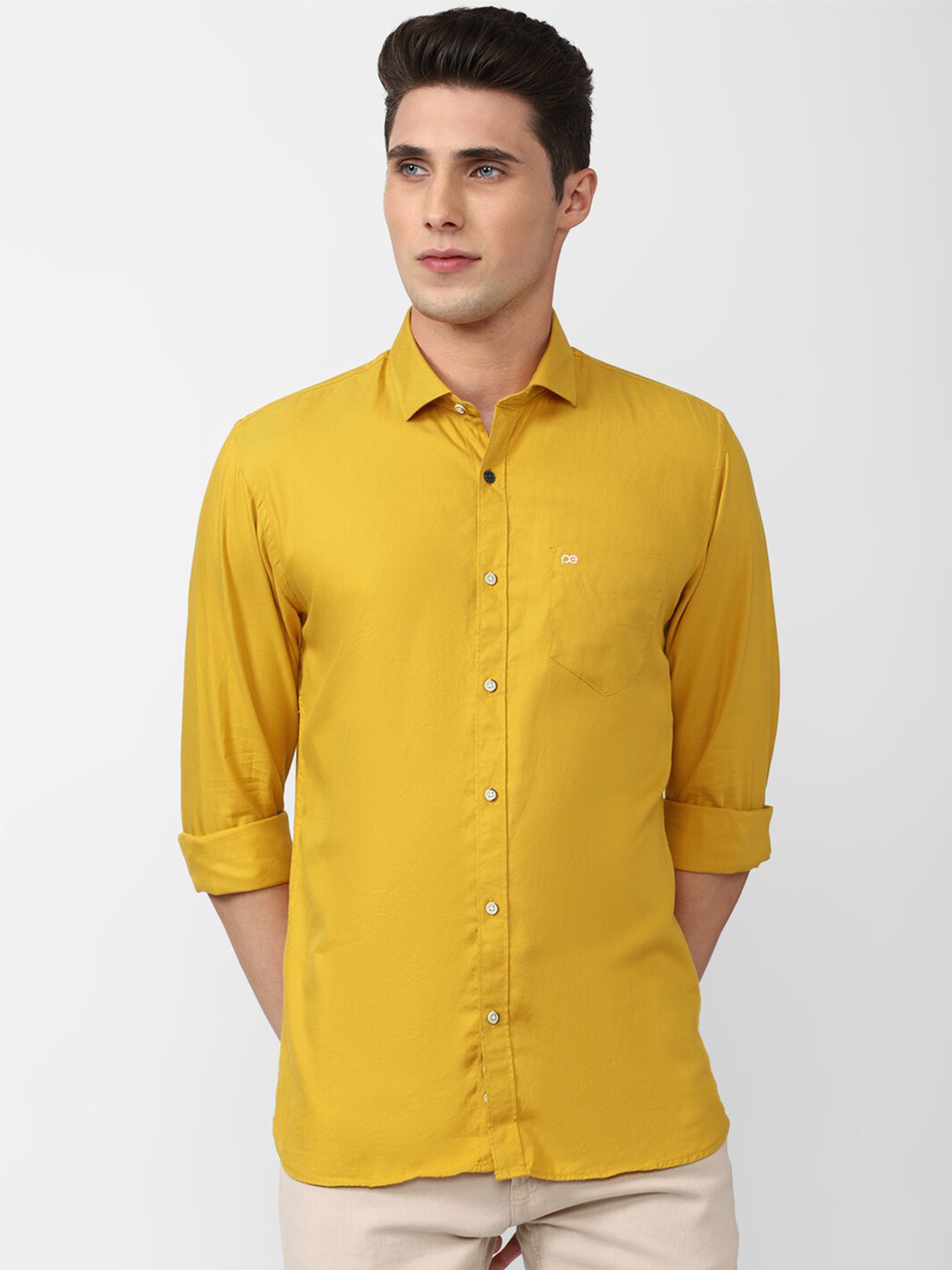 

Peter England Casuals Men Mustard Slim Fit Cotton Casual Shirt