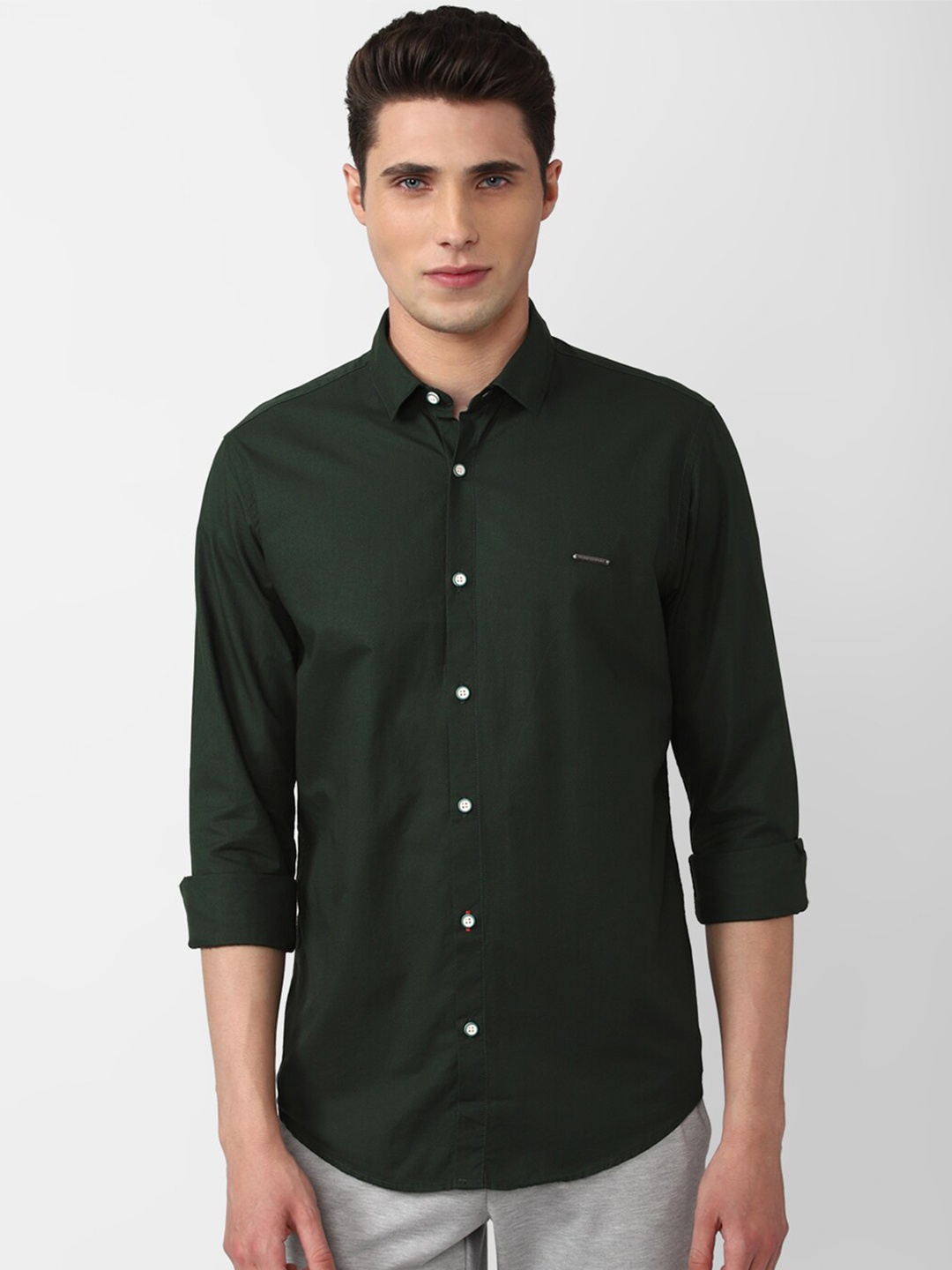 

Peter England Casuals Men Green Slim Fit Pure Cotton Casual Shirt