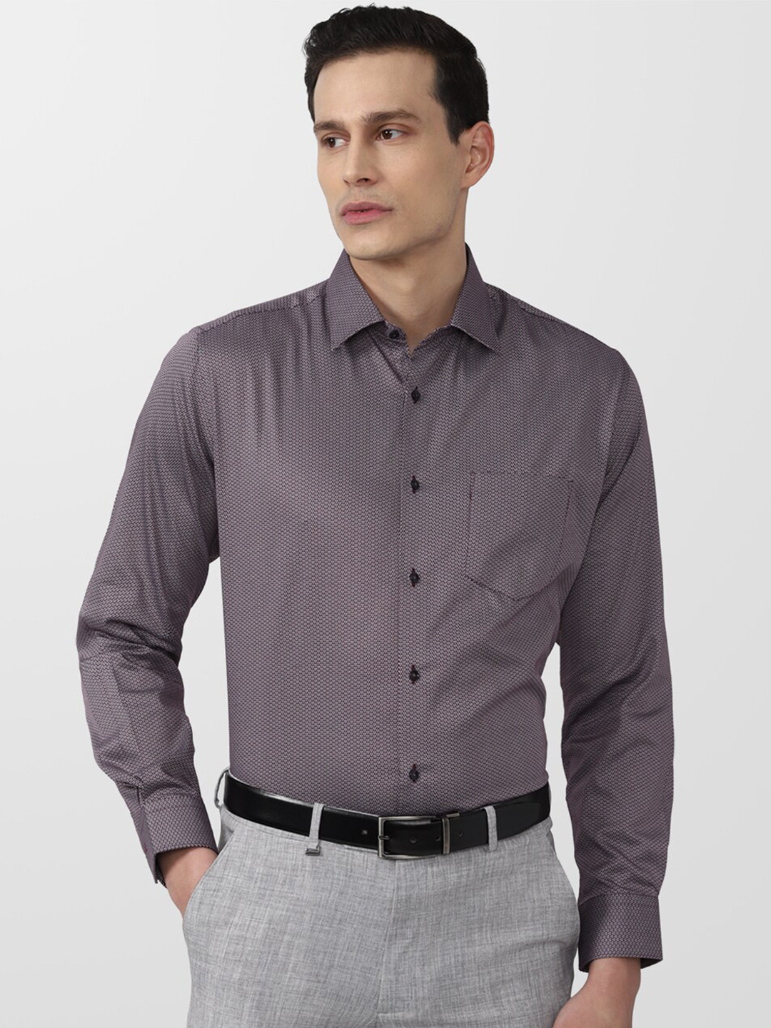 

Van Heusen Men Purple Printed Cotton Formal Shirt