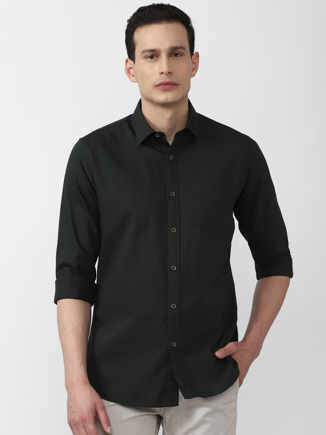 

Van Heusen Sport Men Green Cotton Slim Fit Casual Shirt