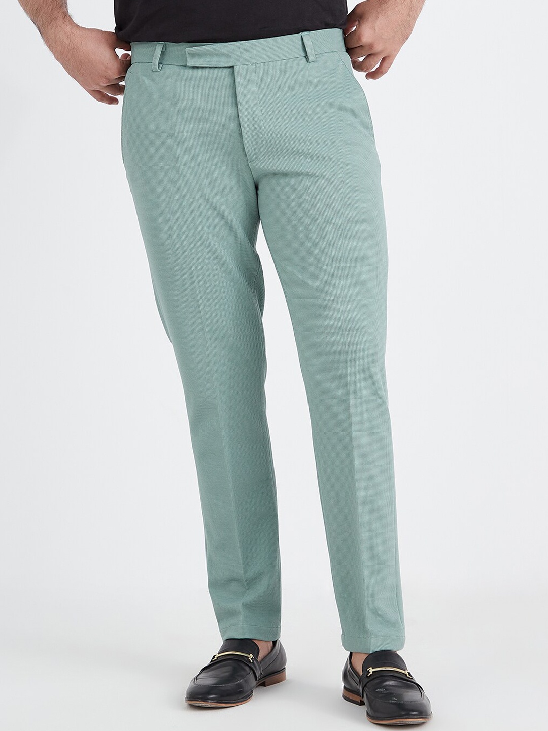 

MR BUTTON Men Sea Green Slim Fit Trousers