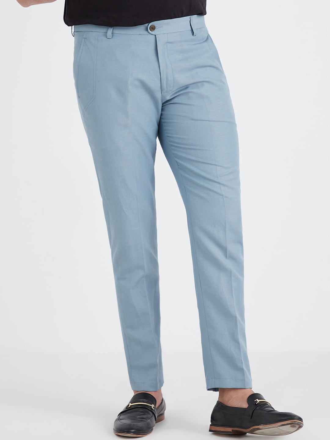 

MR BUTTON Men Blue Slim Fit Trousers