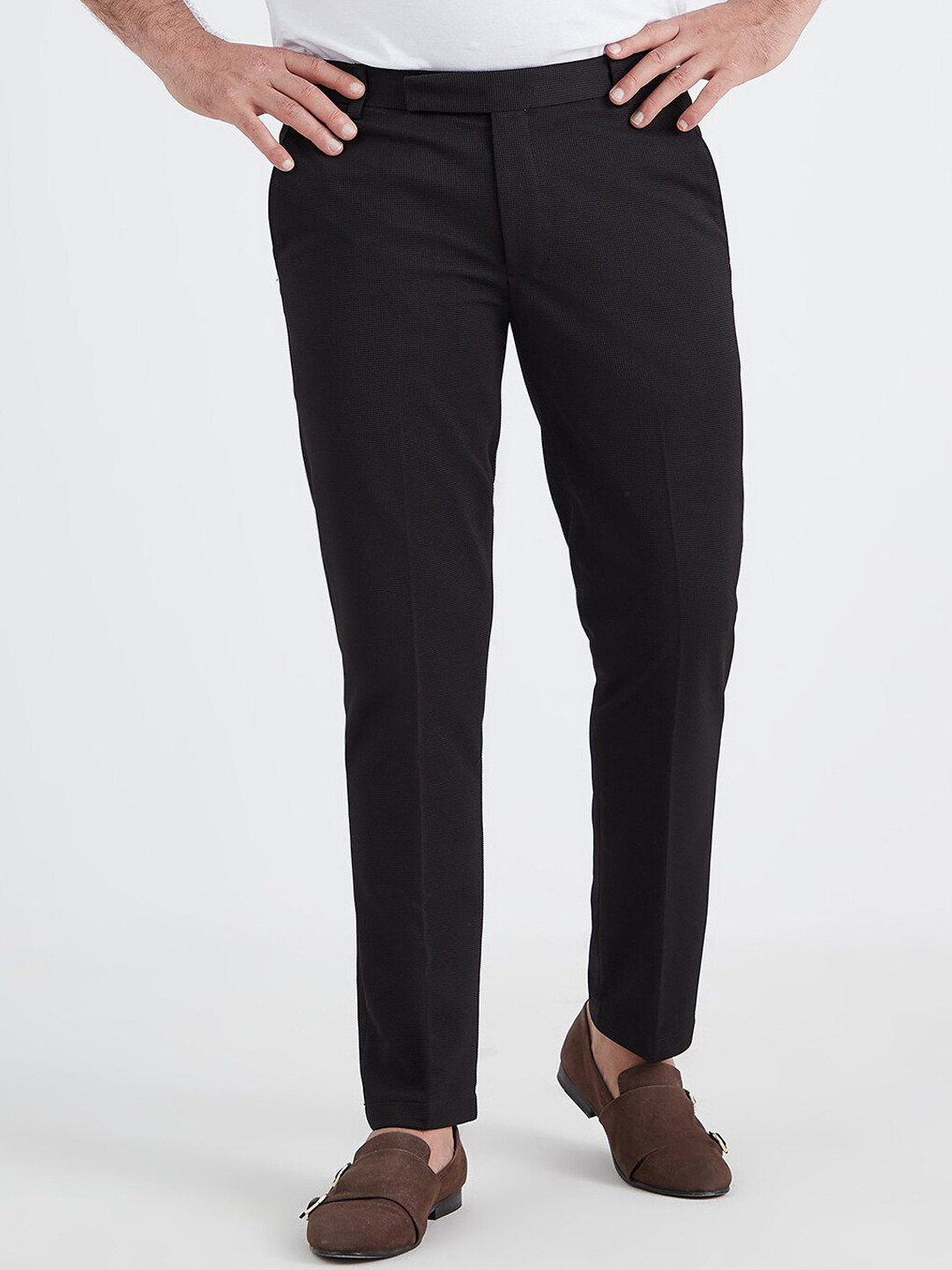 

MR BUTTON Men Black Slim Fit Trousers