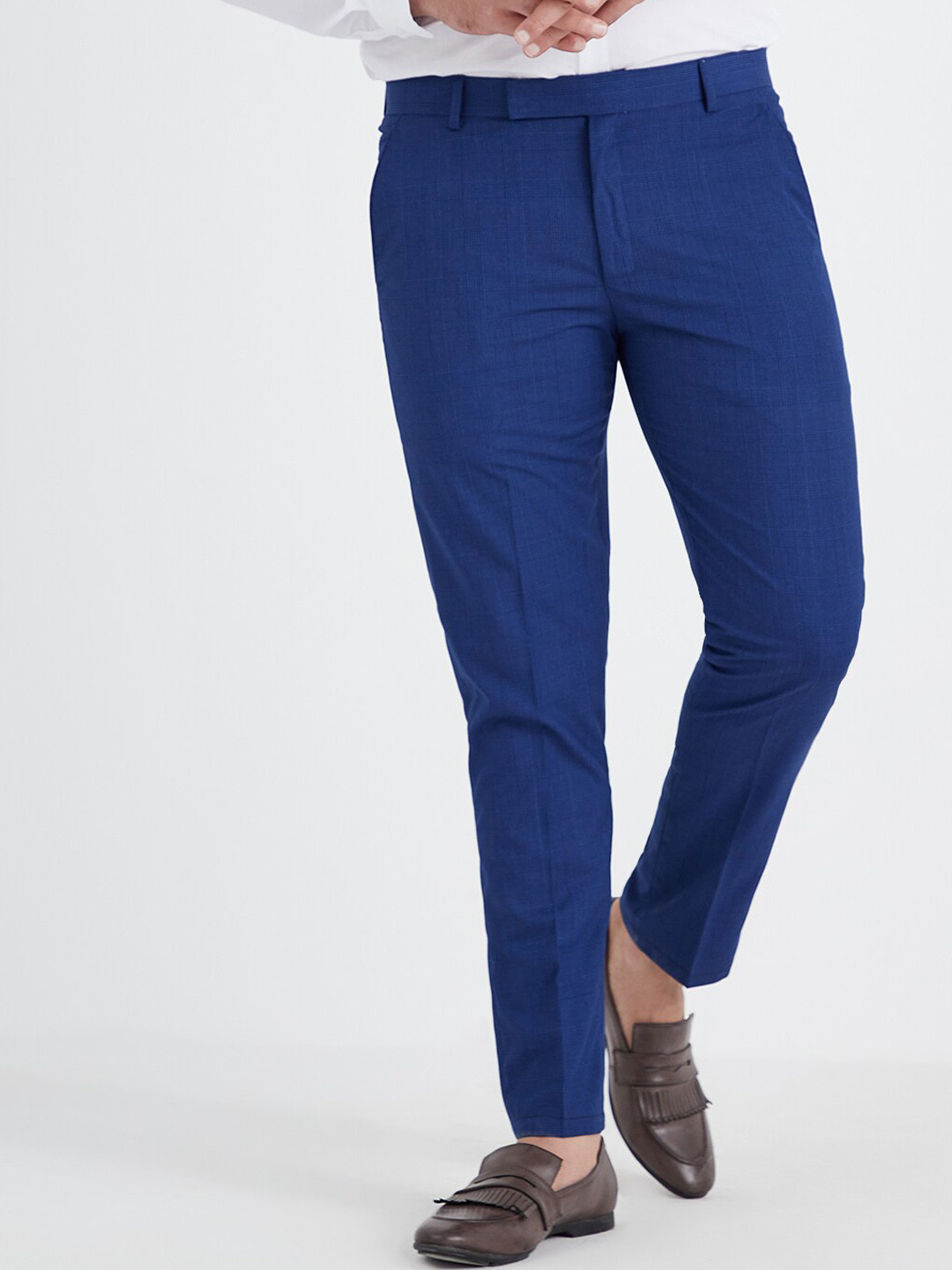 

MR BUTTON Men Blue Slim Fit Solid Trouser