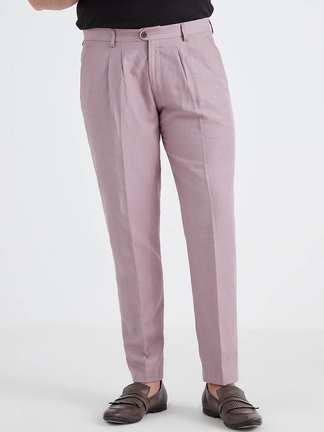 

MR BUTTON Men Lavender Slim Fit Pleated Trouser