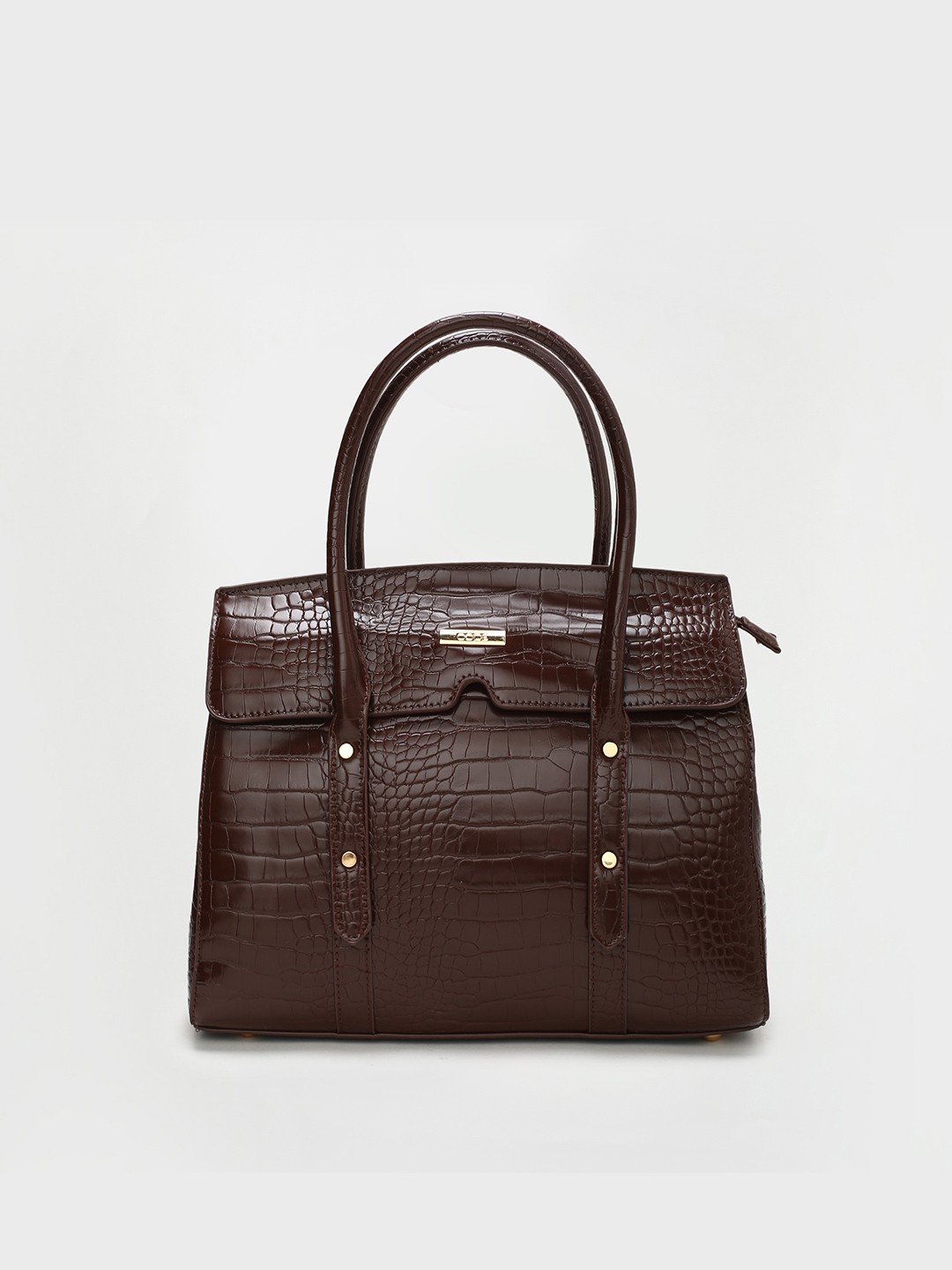 

CODE by Lifestyle Brown Animal Textured Structured Handheld Bag with Tasselled